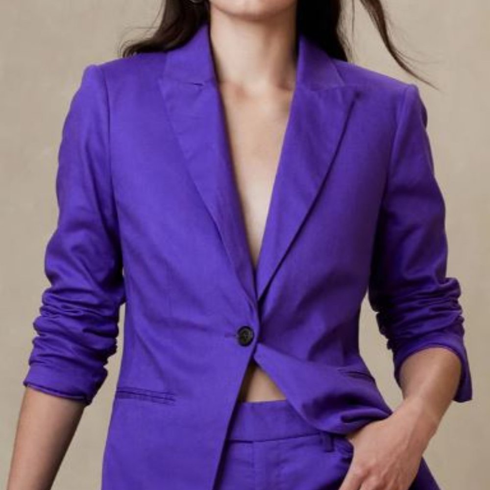 New Banana Republic Long Linen-blend Cutaway Blazer